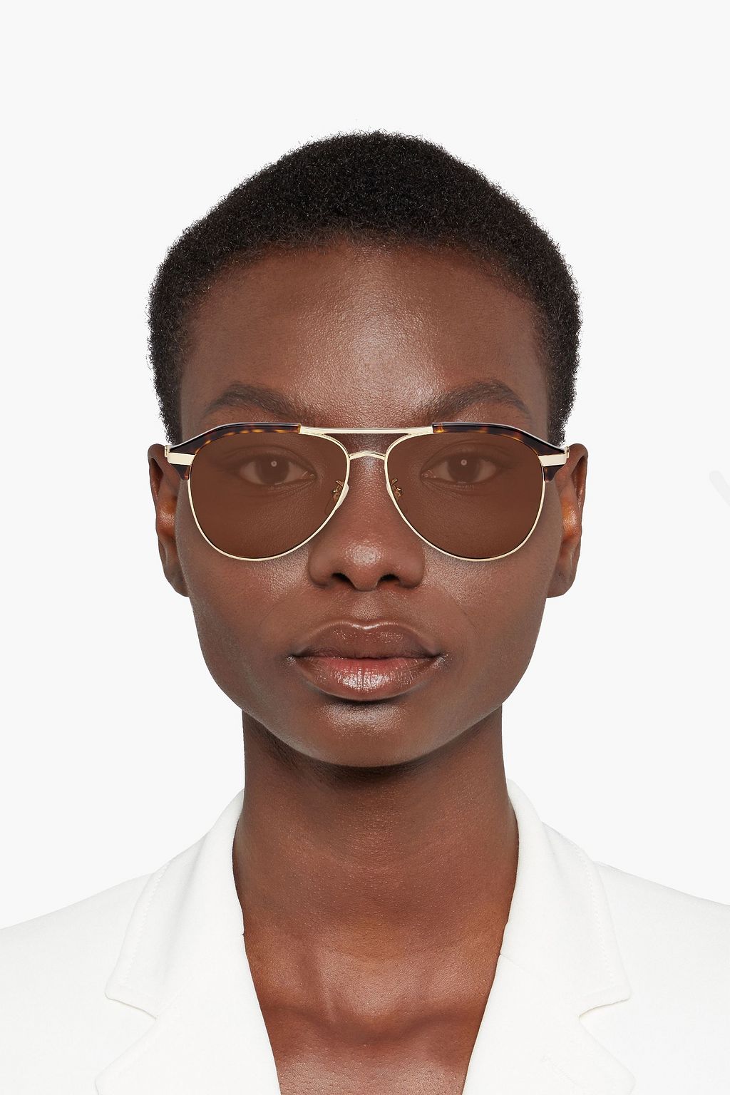 GUCCI Aviator-style tortoiseshell metal sunglasses