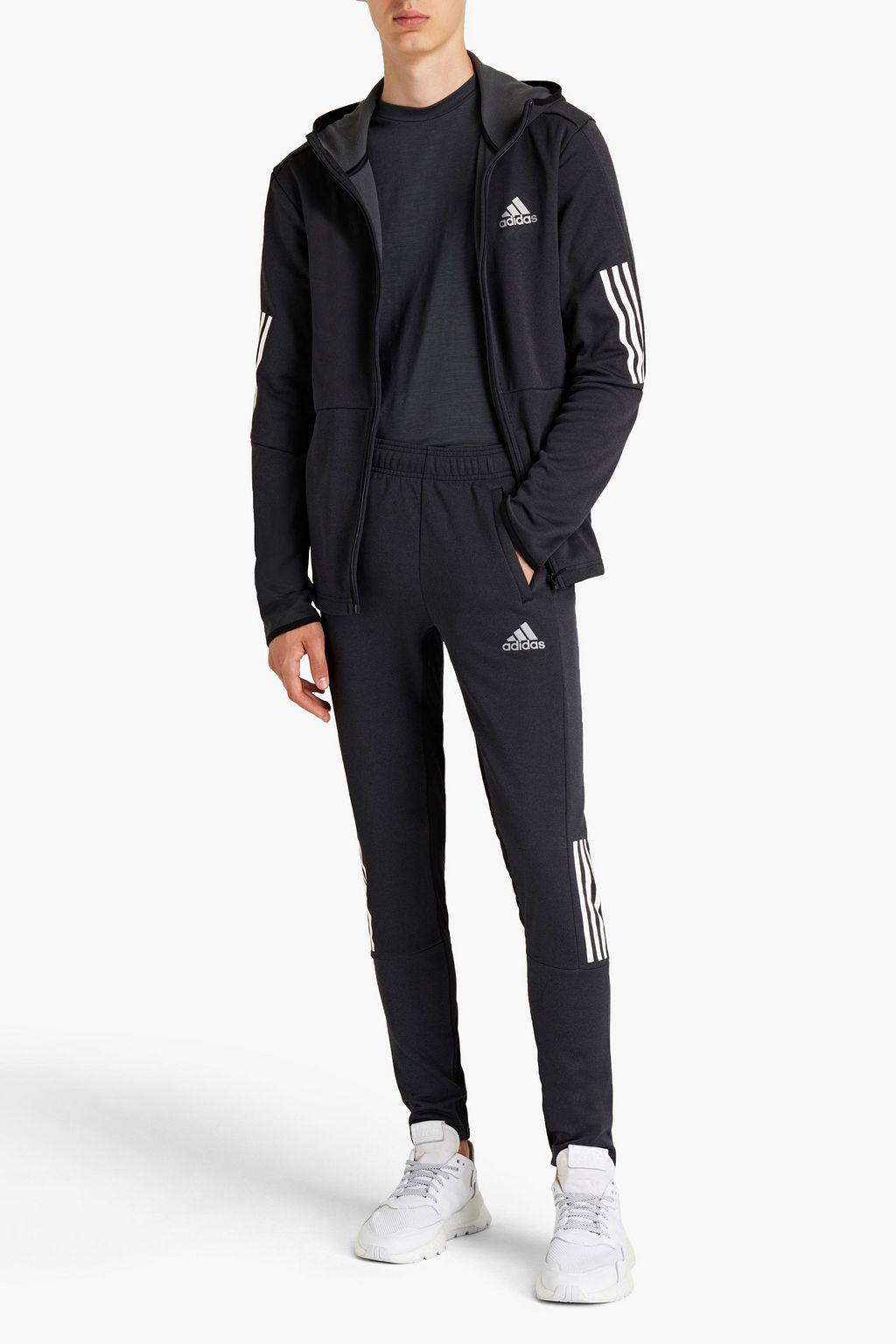 ADIDAS Mesh-paneled printed fleece track pants
