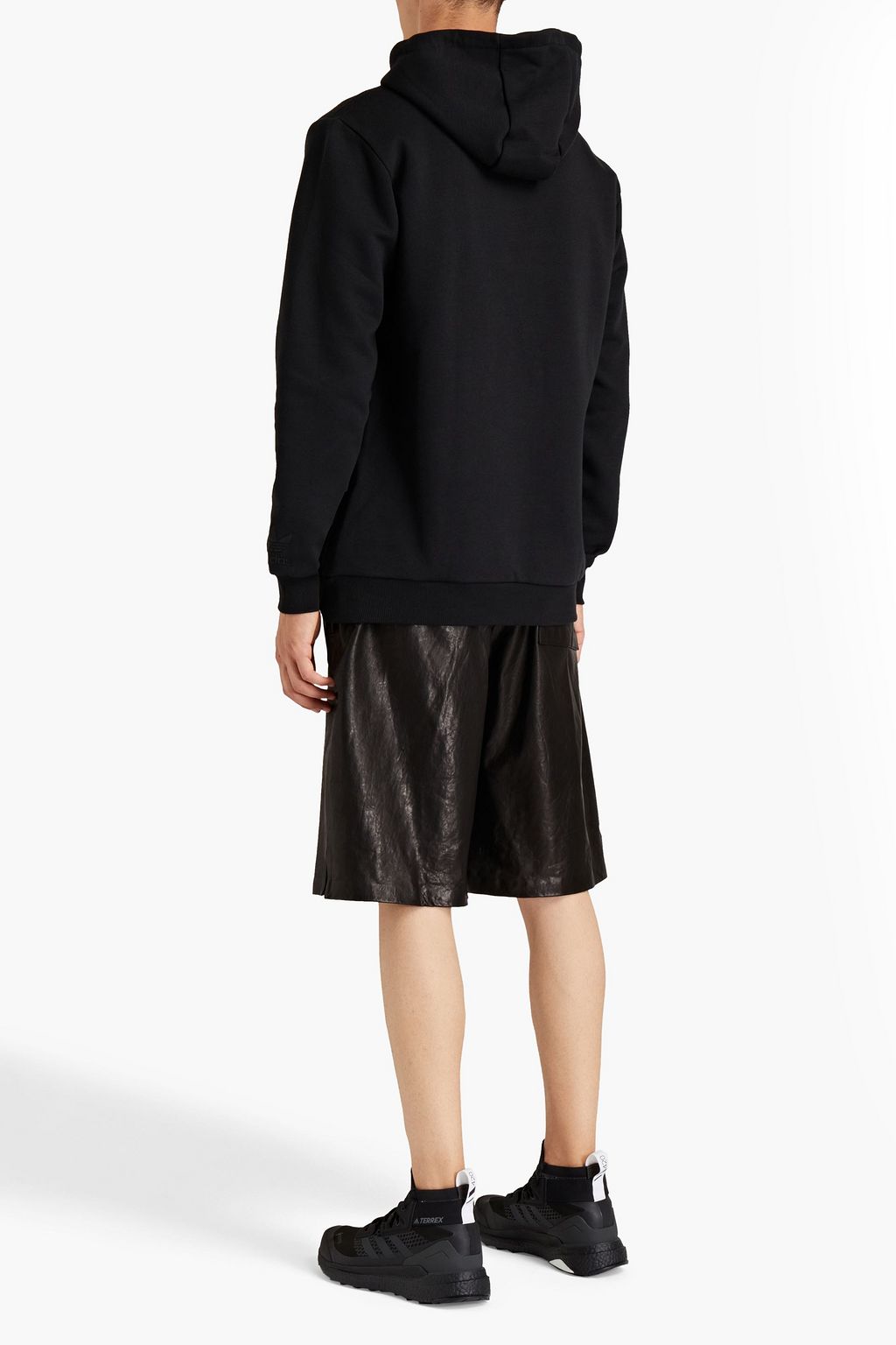 ADIDAS ORIGINALS Embroidered printed cotton-blend fleece hoodie