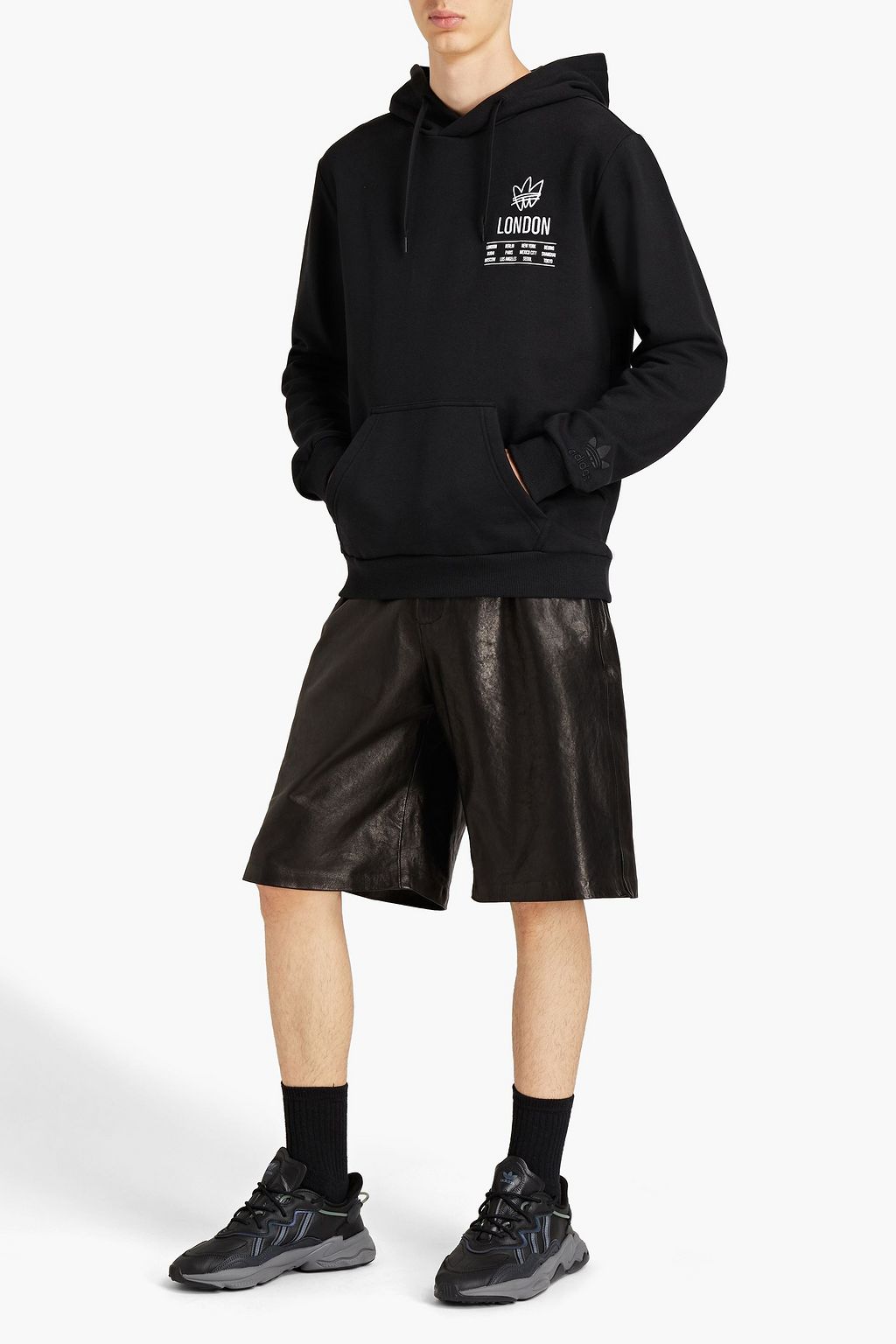 ADIDAS ORIGINALS Embroidered cotton-blend fleece sweatshirt