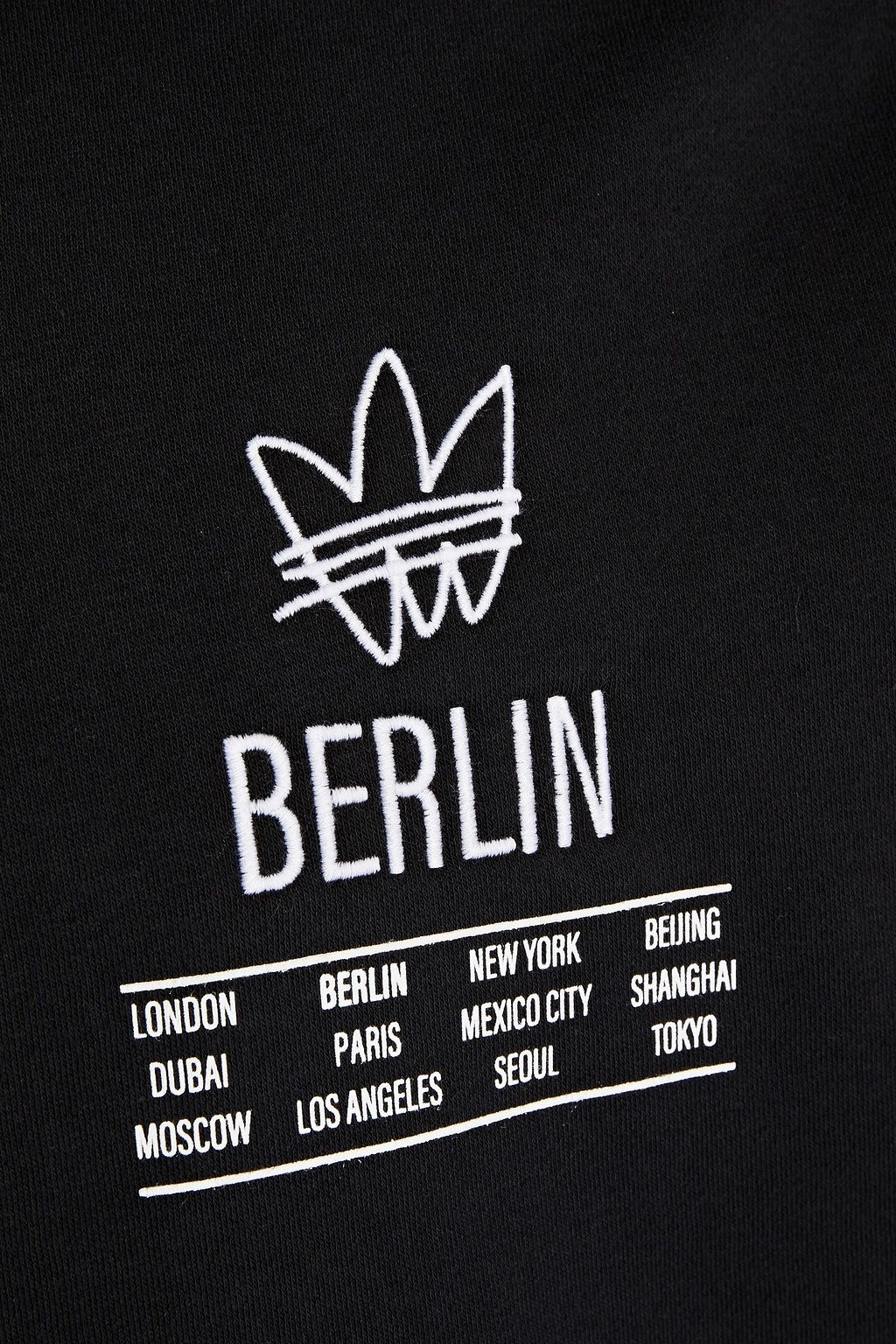ADIDAS ORIGINALS Embroidered printed cotton-blend fleece hoodie