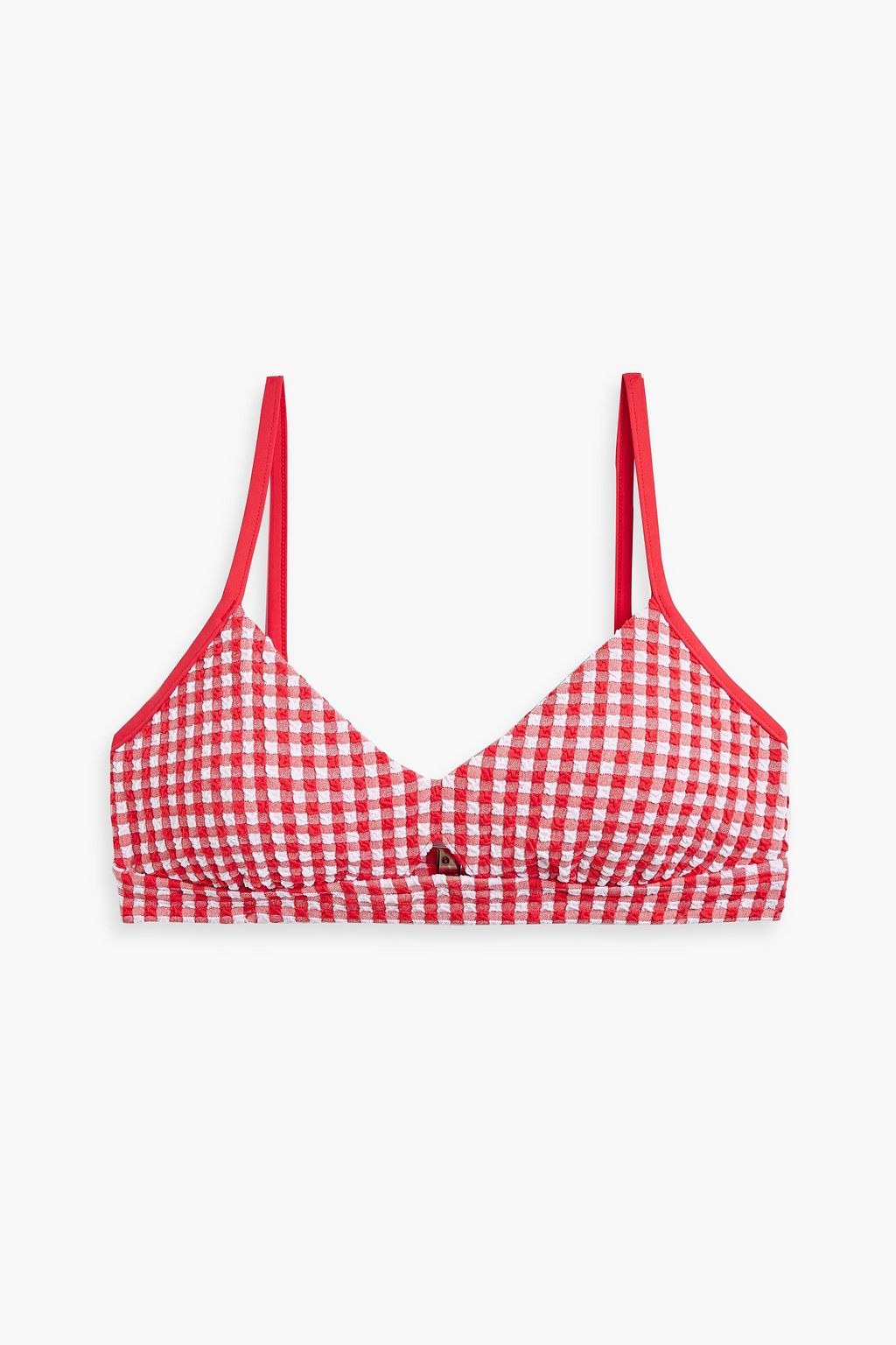 Gingham seersucker bikini top