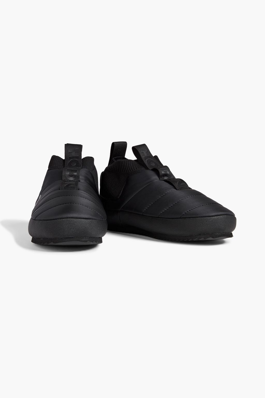 HOLDEN Quilted stretch-knit and shell slippers