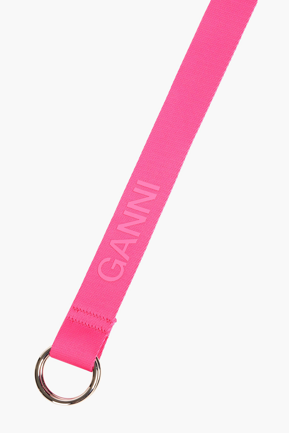 Ganni Logo-appliquéd Canvas Belt In Pink