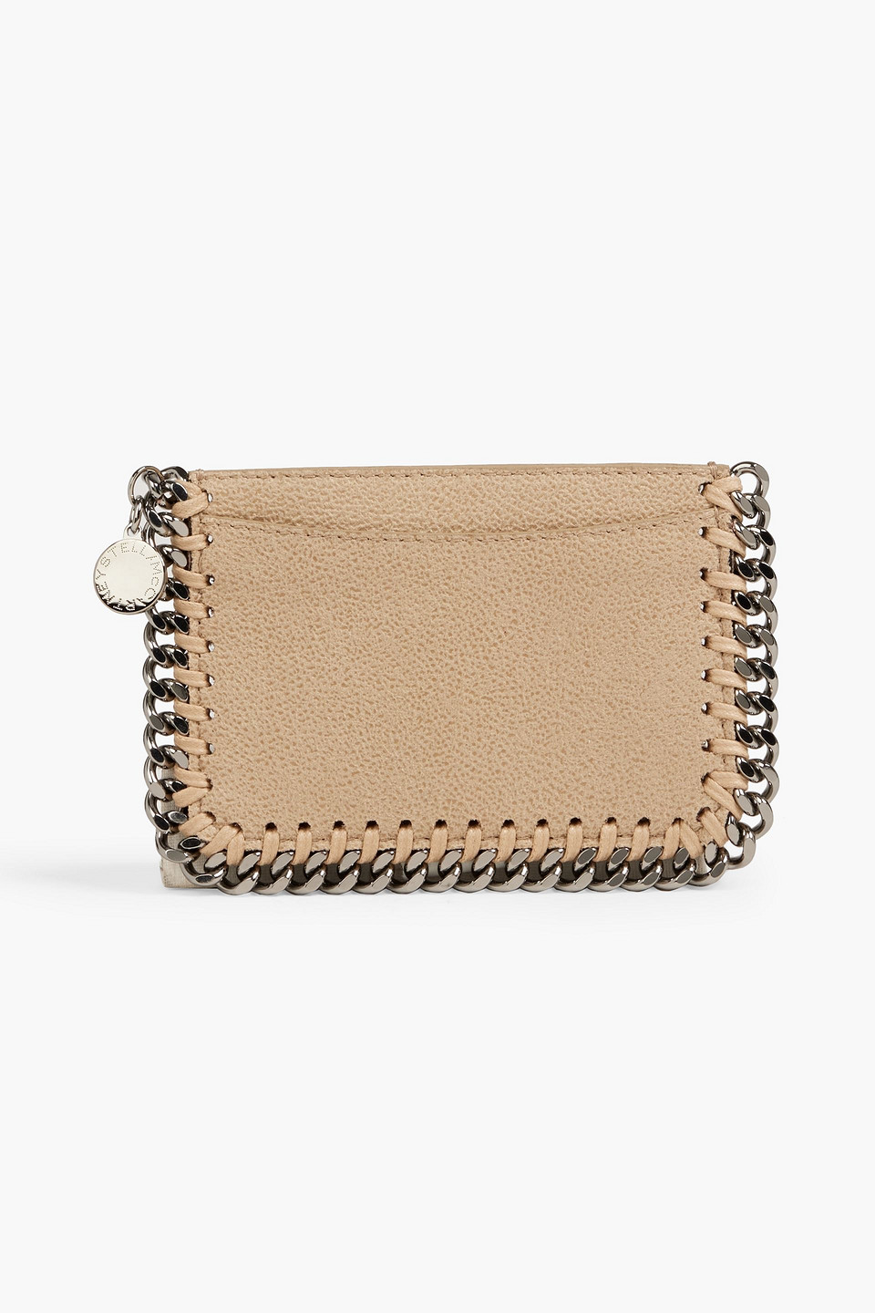 Stella Mccartney Falabella Faux Brushed-leather Cardholder In Sand