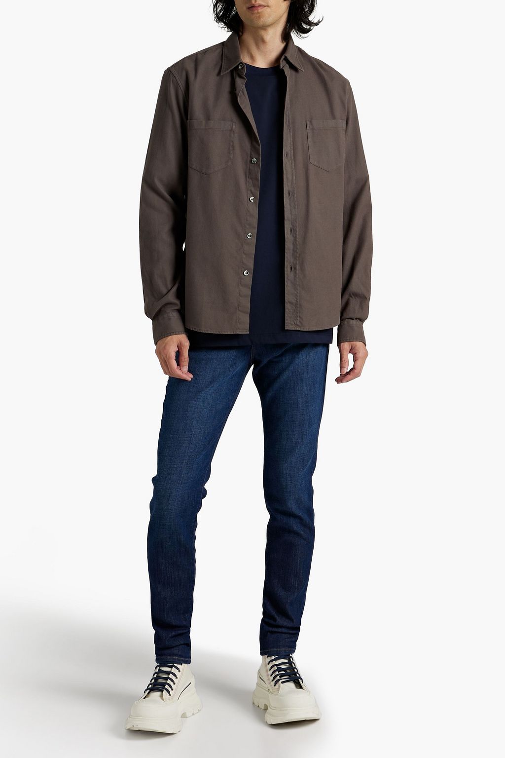 FRAME Slim-fit whiskered denim jeans