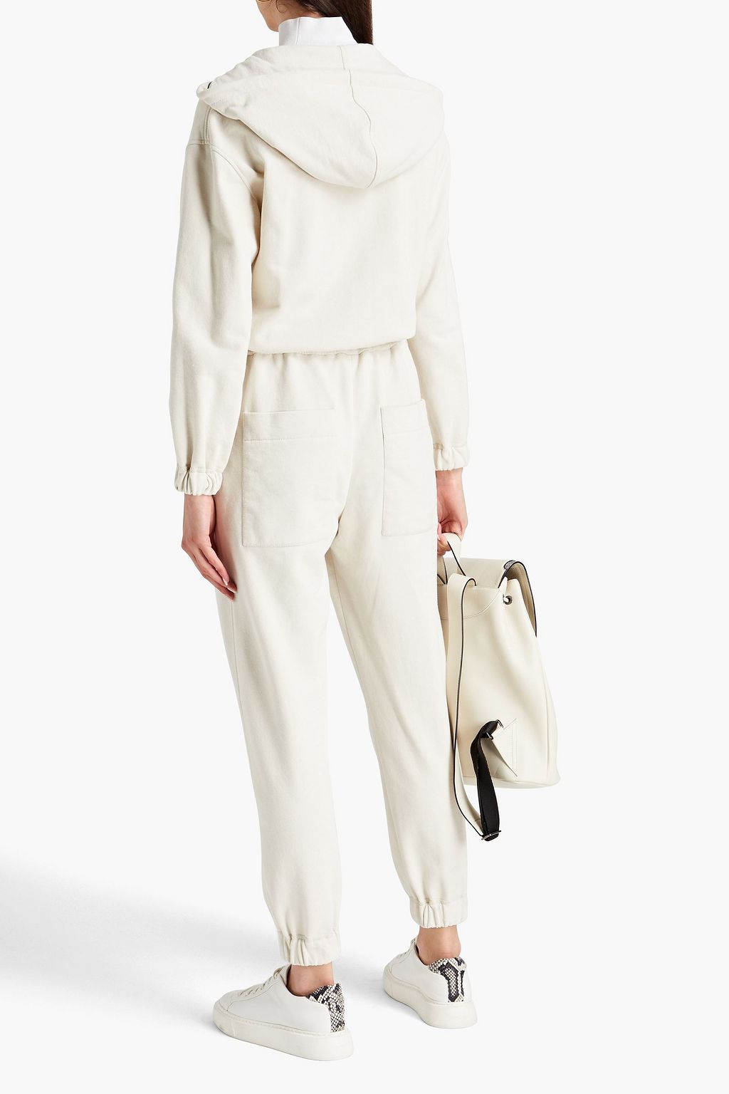 BRUNELLO CUCINELLI Bead-embellished French cotton-terry jumpsuit