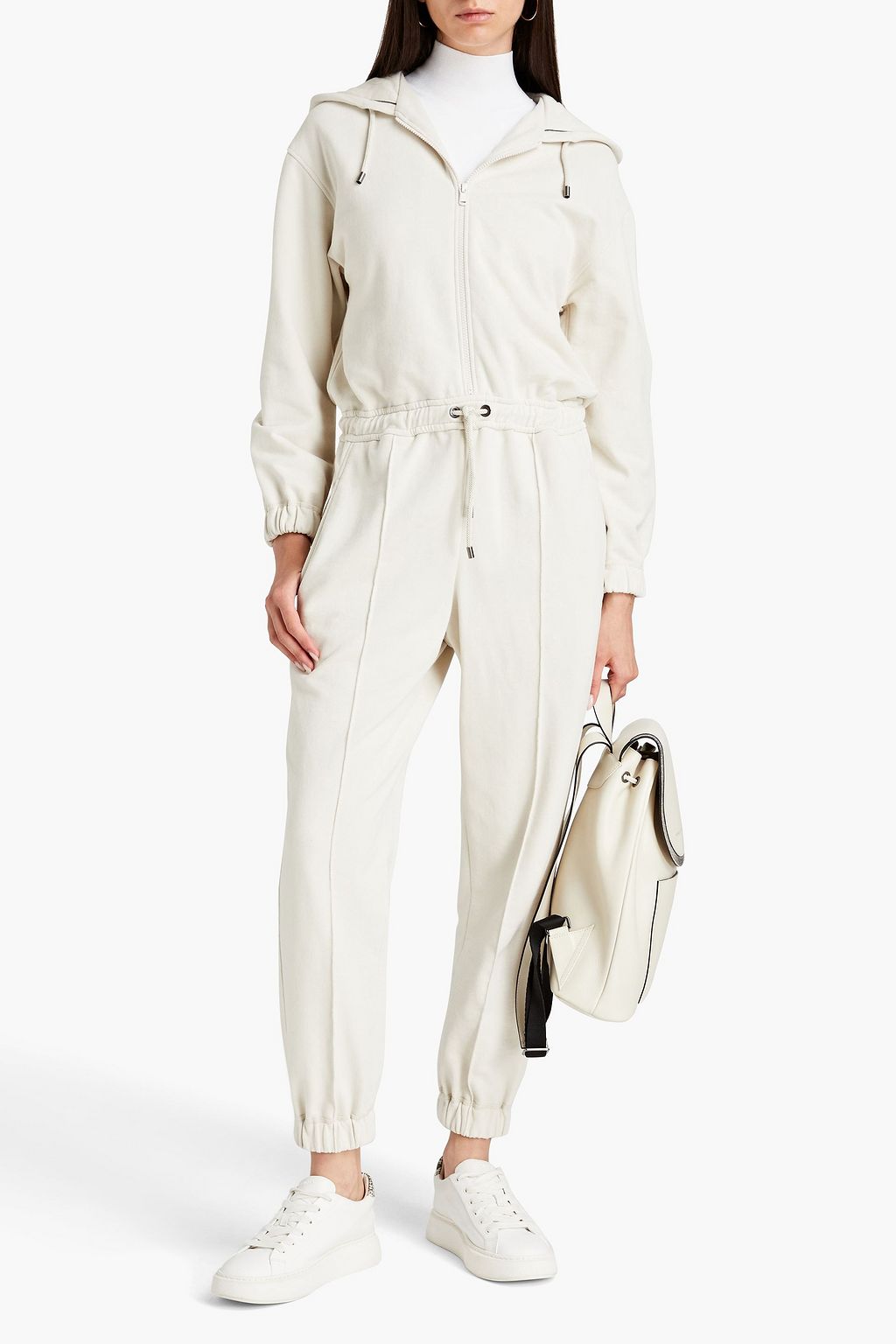BRUNELLO CUCINELLI Bead-embellished French cotton-terry jumpsuit