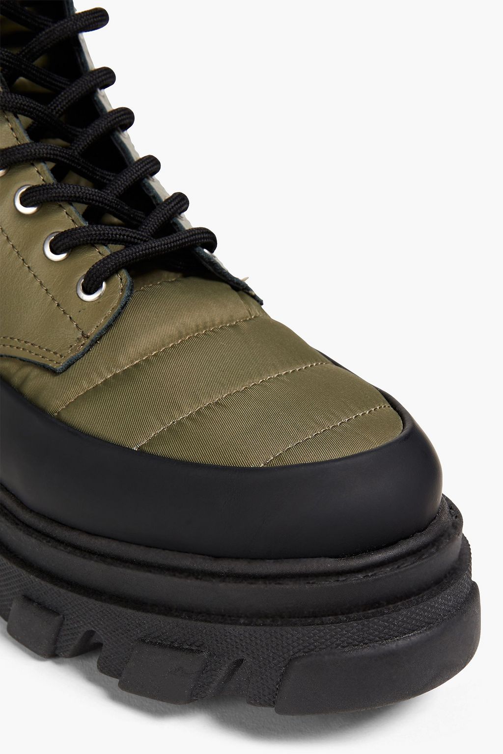 GANNI Combat Boots aus Leder mit gestepptem Shell-Einsatz