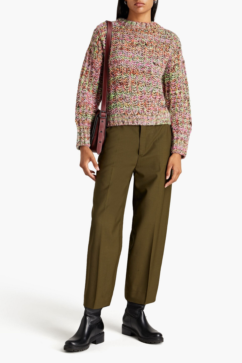 Rodebjer Aia Cropped Gabardine Tapered Pants In Army Green