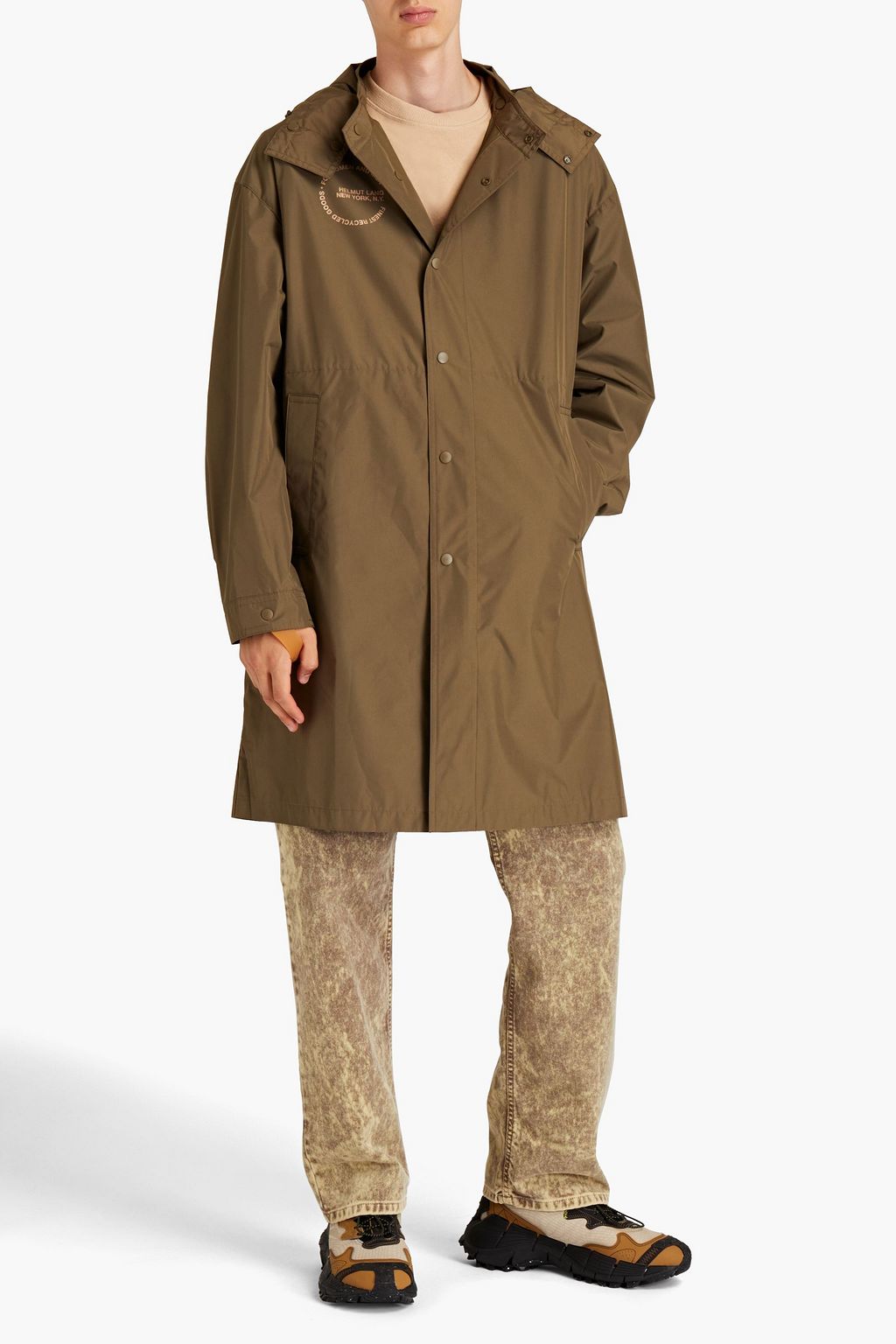 HELMUT LANG Printed shell hooded raincoat