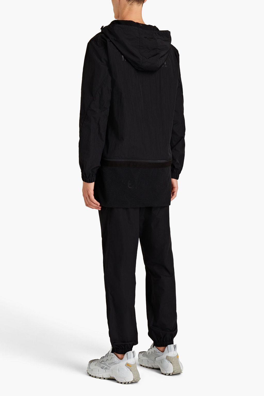 HELMUT LANG Mesh-trimmed crinkled shell hooded jacket