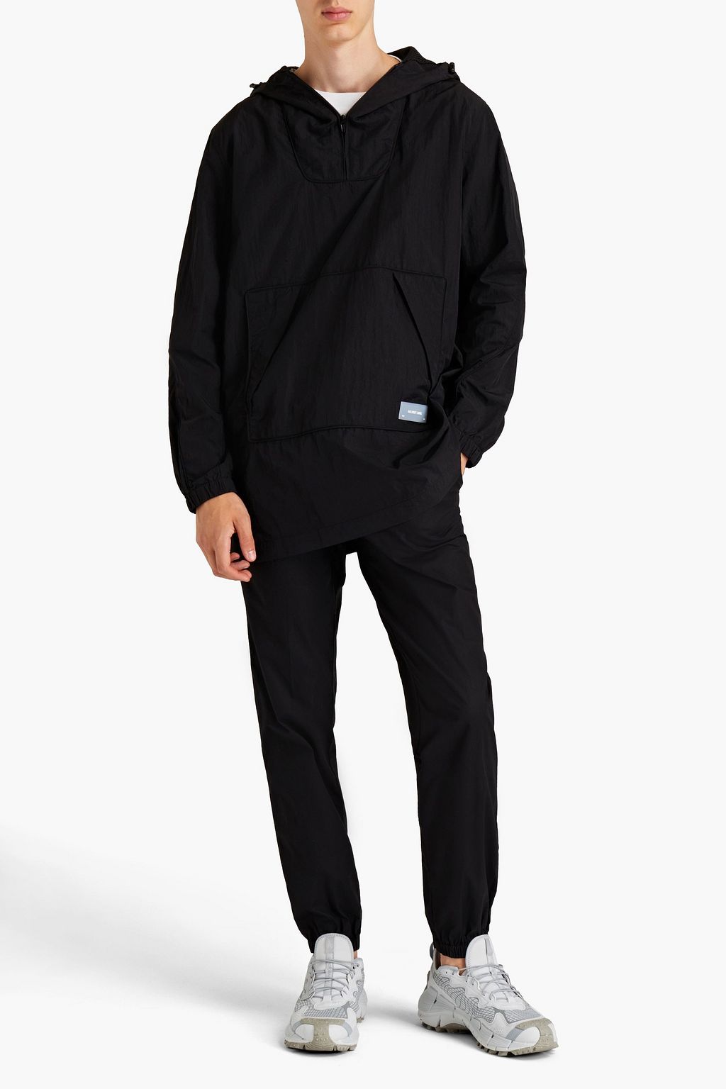 HELMUT LANG Mesh-trimmed crinkled shell hooded jacket