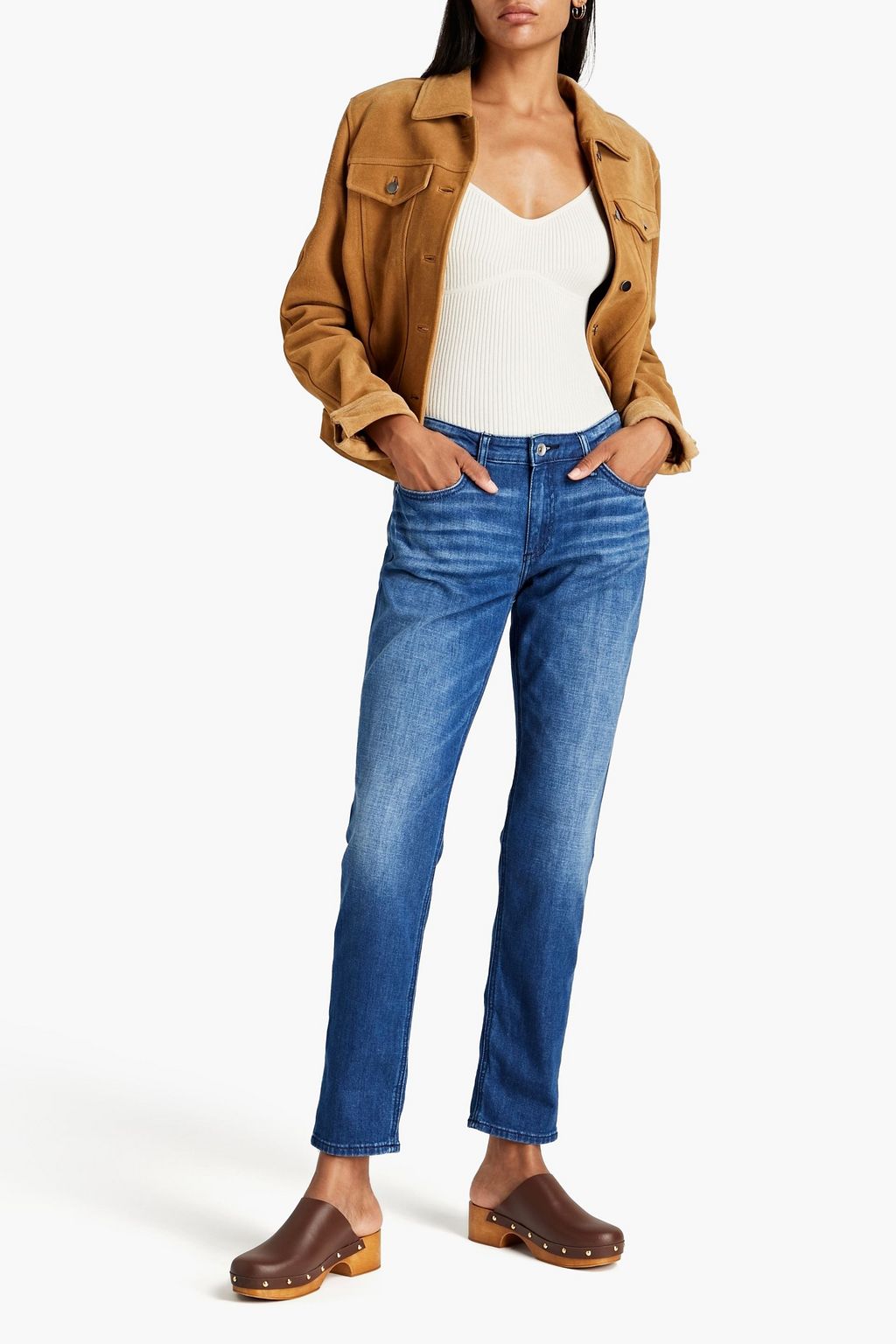 RAG & BONE 페이디드 미드라이즈 슬림 레그 진