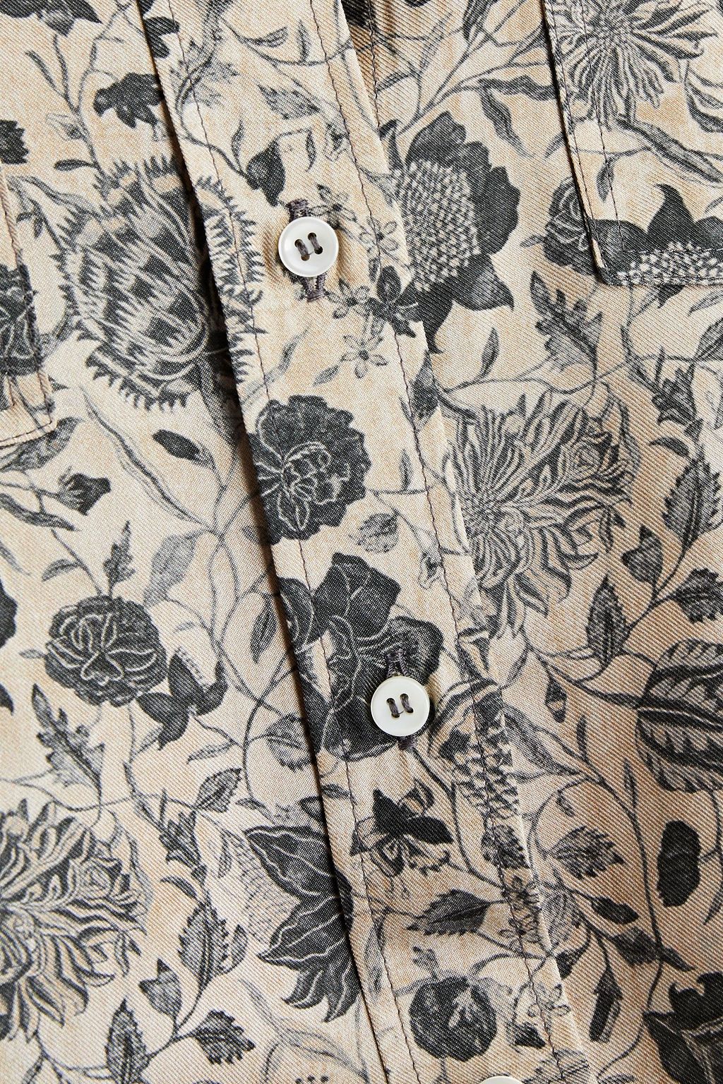 BRUNELLO CUCINELLI Hemd aus Seiden-Twill mit floralem Print und Zierperlen