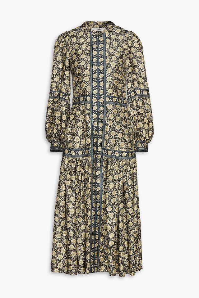 Seesila gathered floral-print silk-twill midi dress