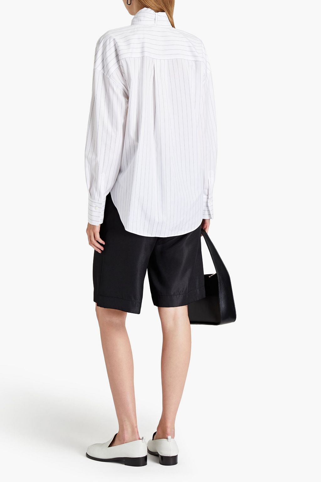 BRUNELLO CUCINELLI Striped cotton and silk-blend poplin shirt