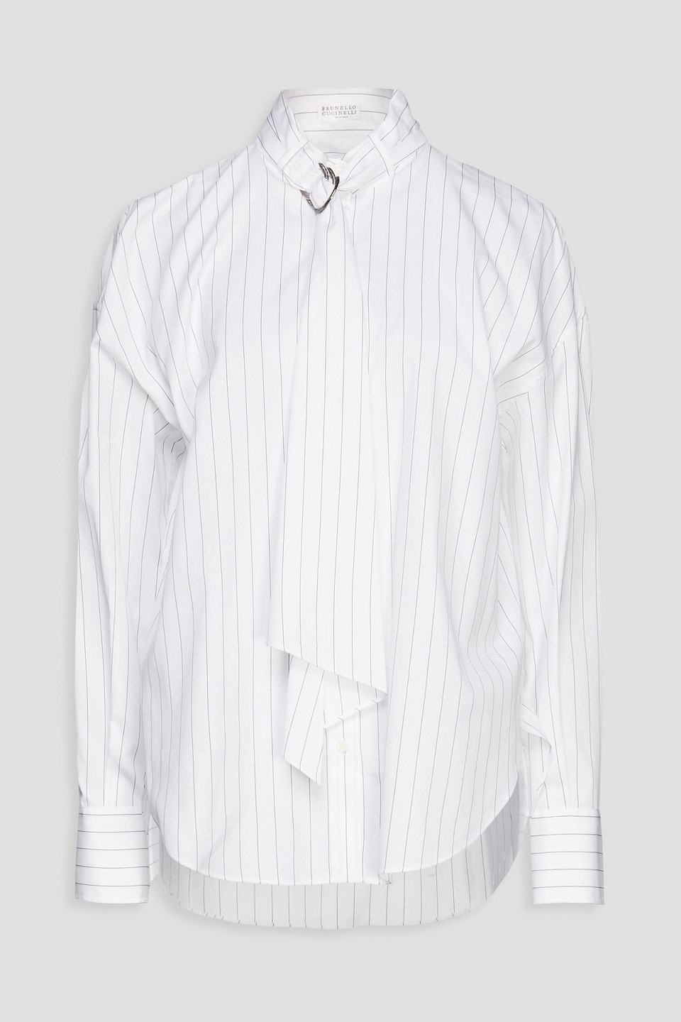 Brunello Cucinelli - Striped cotton and silk-blend poplin shirt
