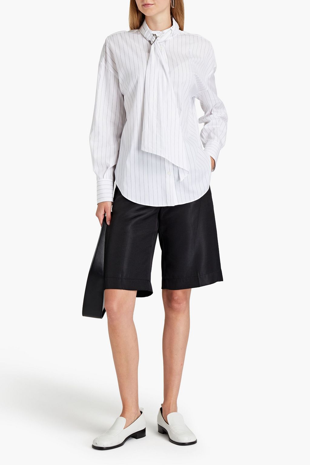BRUNELLO CUCINELLI Striped cotton and silk-blend poplin shirt