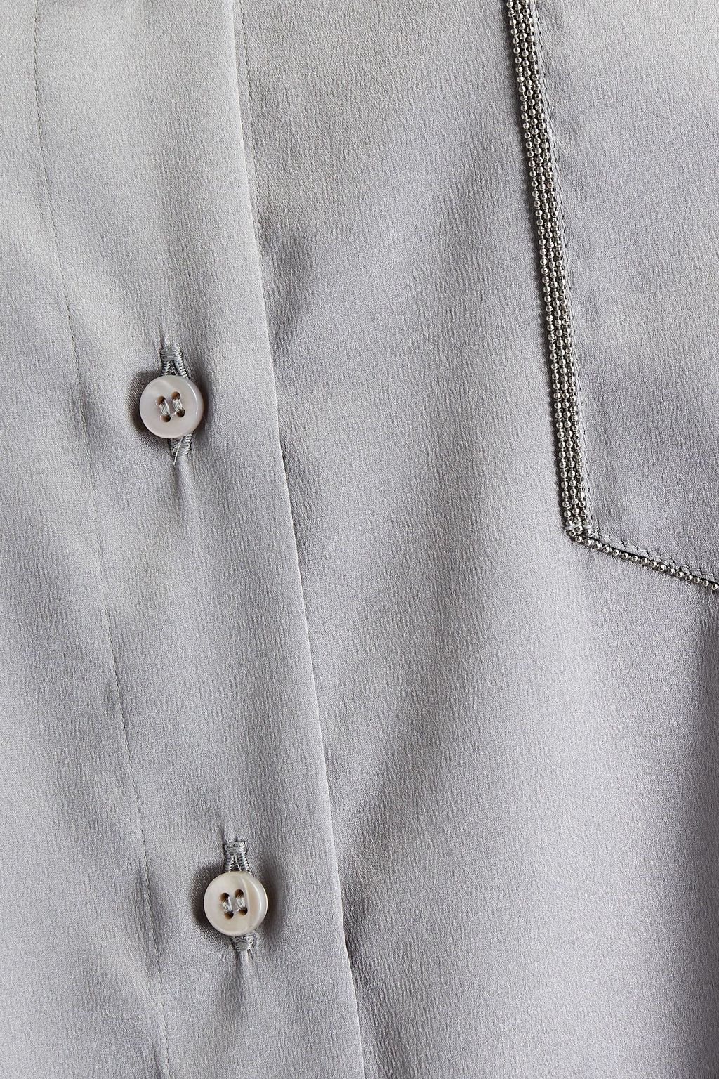 BRUNELLO CUCINELLI Hemd aus Stretch-Seidensatin mit Zierperlen
