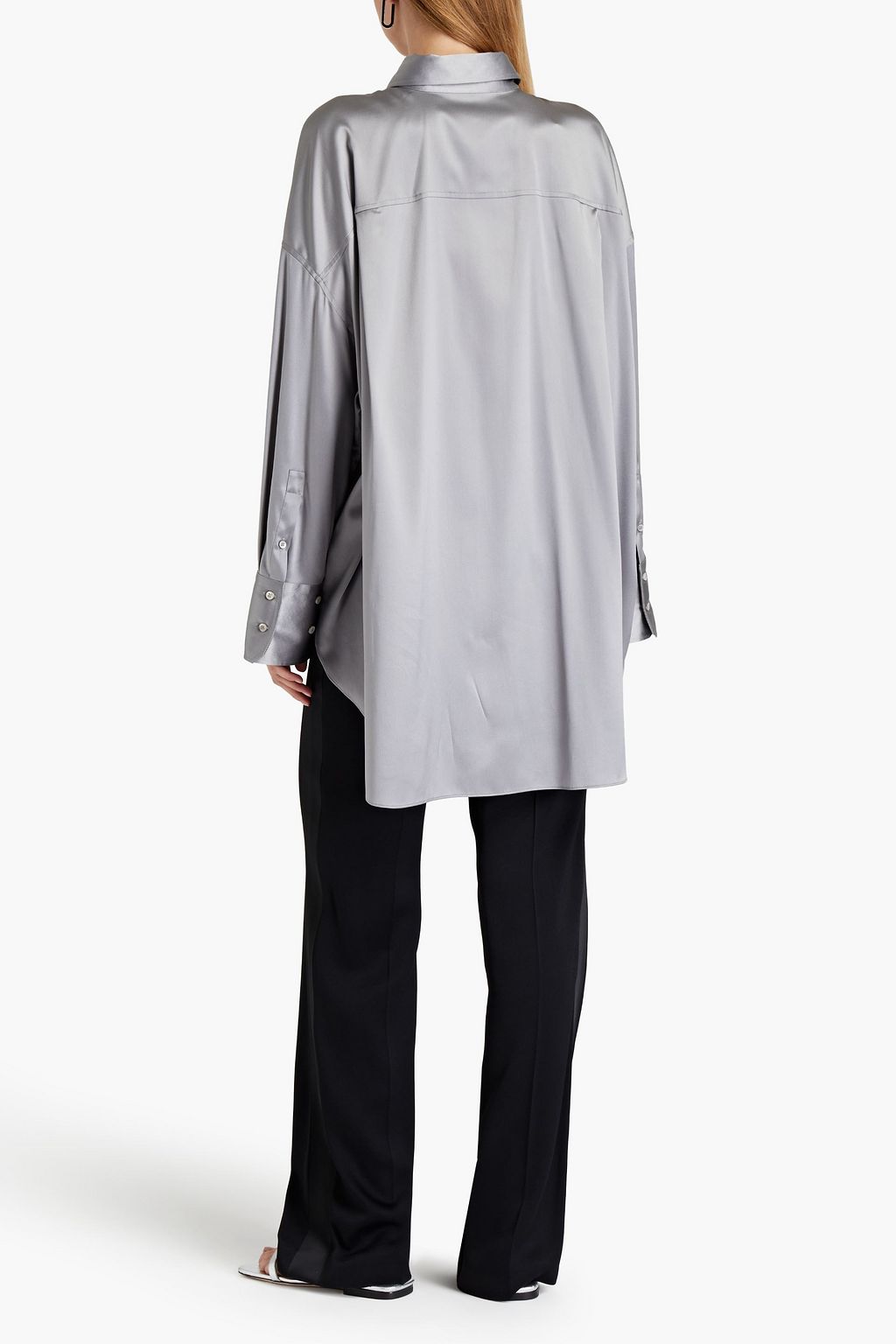 BRUNELLO CUCINELLI Hemd aus Stretch-Seidensatin mit Zierperlen
