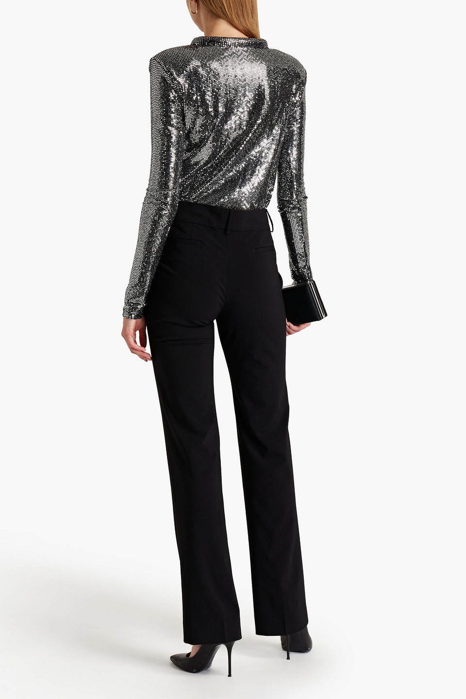 Rodebjer Sequined Jersey Top In Silver