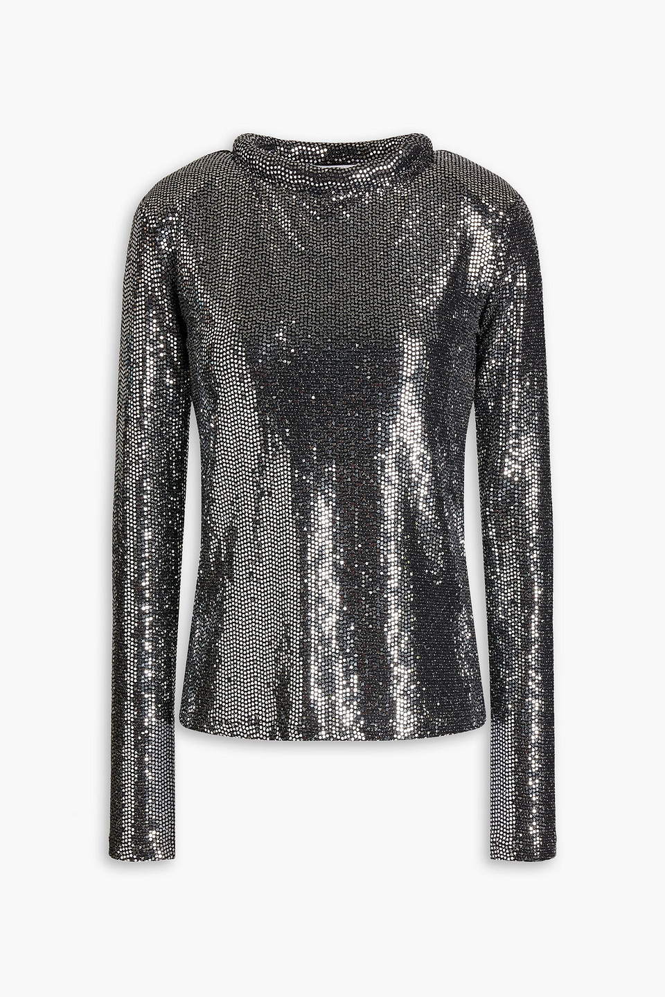 Rodebjer Sequined Jersey Top In Grey