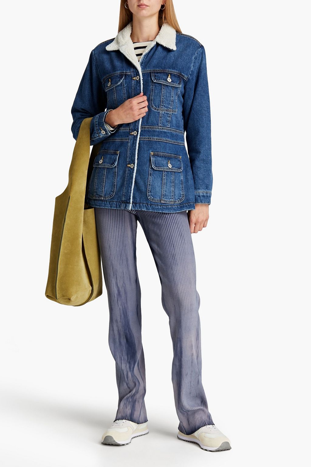 NILI LOTAN Scarlett faux shearling-lined denim jacket