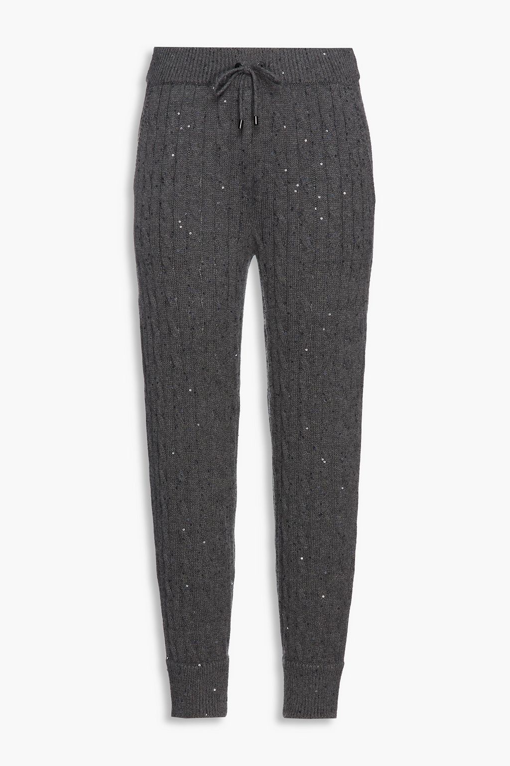 Dark gray Cable-knit cashmere and silk 