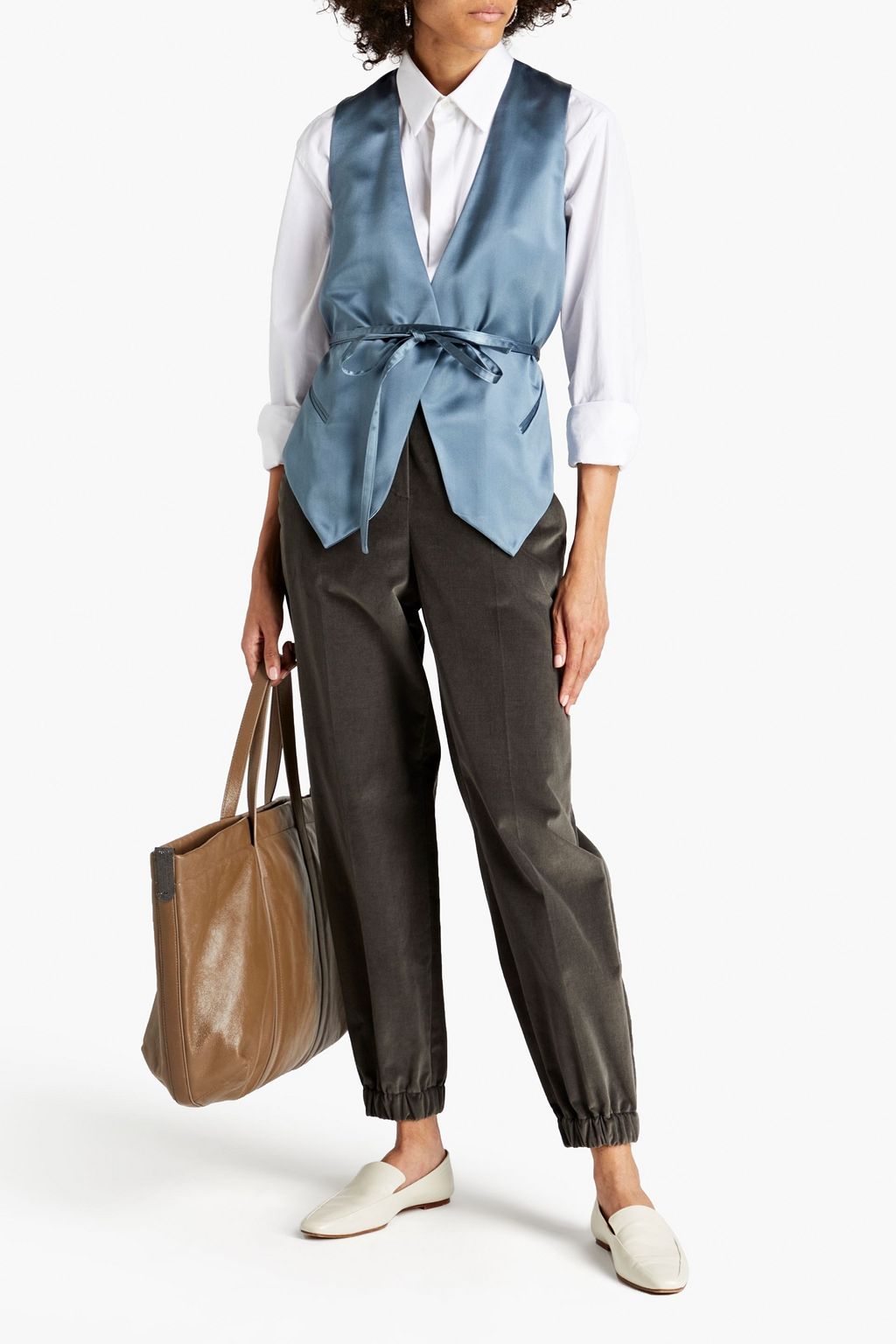 BRUNELLO CUCINELLI サテン ベスト ビーズ付き