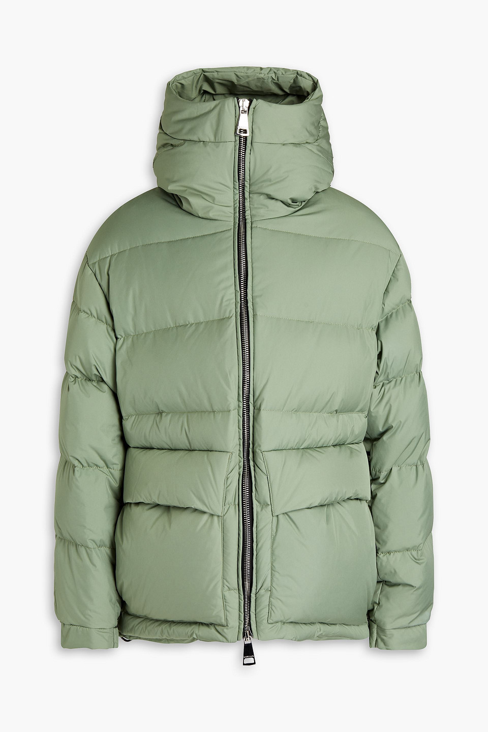 Khrisjoy Quilted Logo-print Shell Hooded Down Jacket In Green