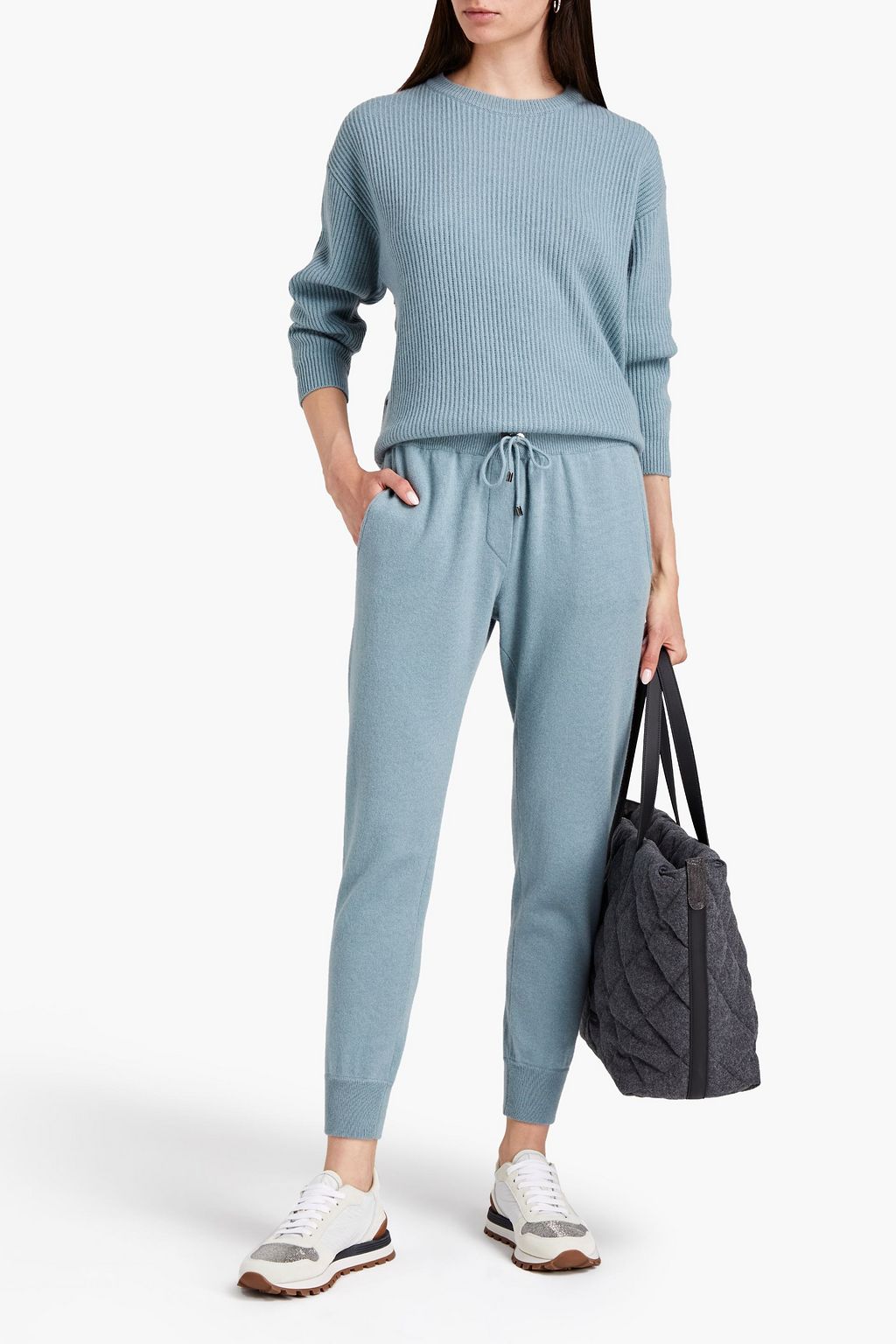 BRUNELLO CUCINELLI Pullover aus geripptem Kaschmir mit Zierperlen