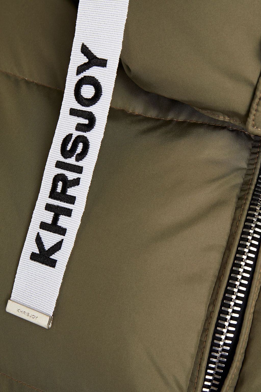 KHRISJOY Quilted shell hooded down jacket