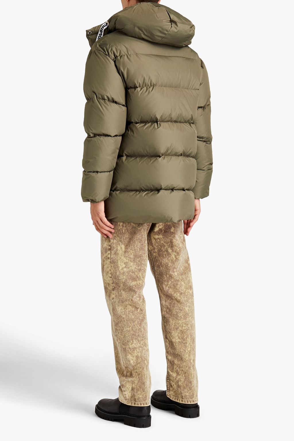KHRISJOY Quilted shell hooded down jacket