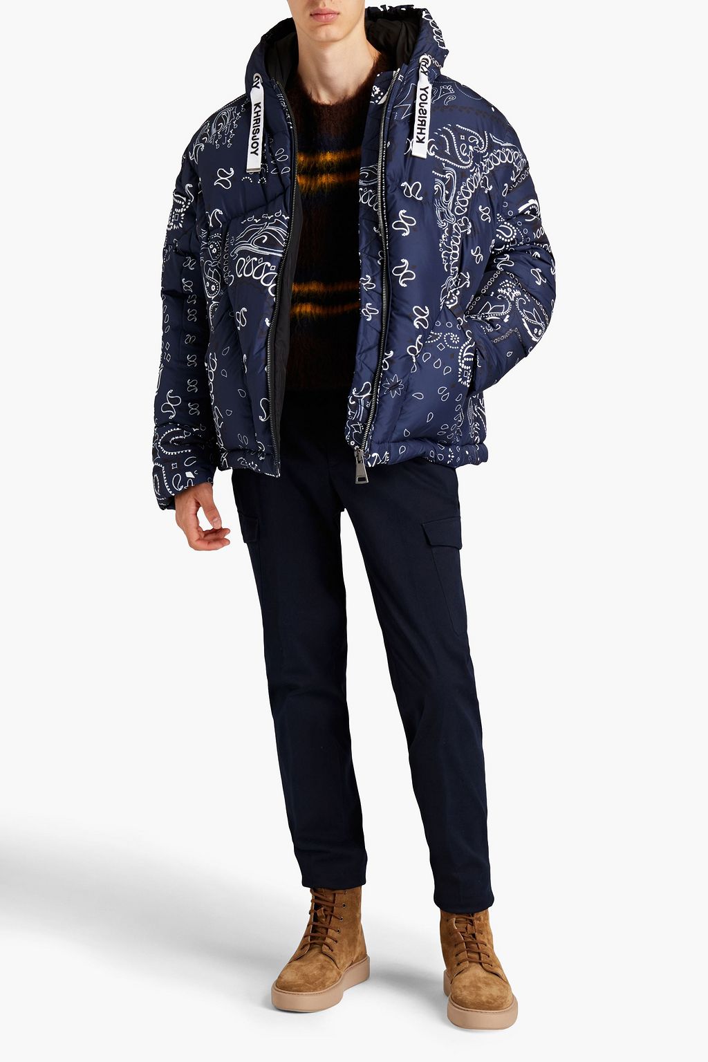KHRISJOY Oversized quilted paisley-print shell hooded down jacket