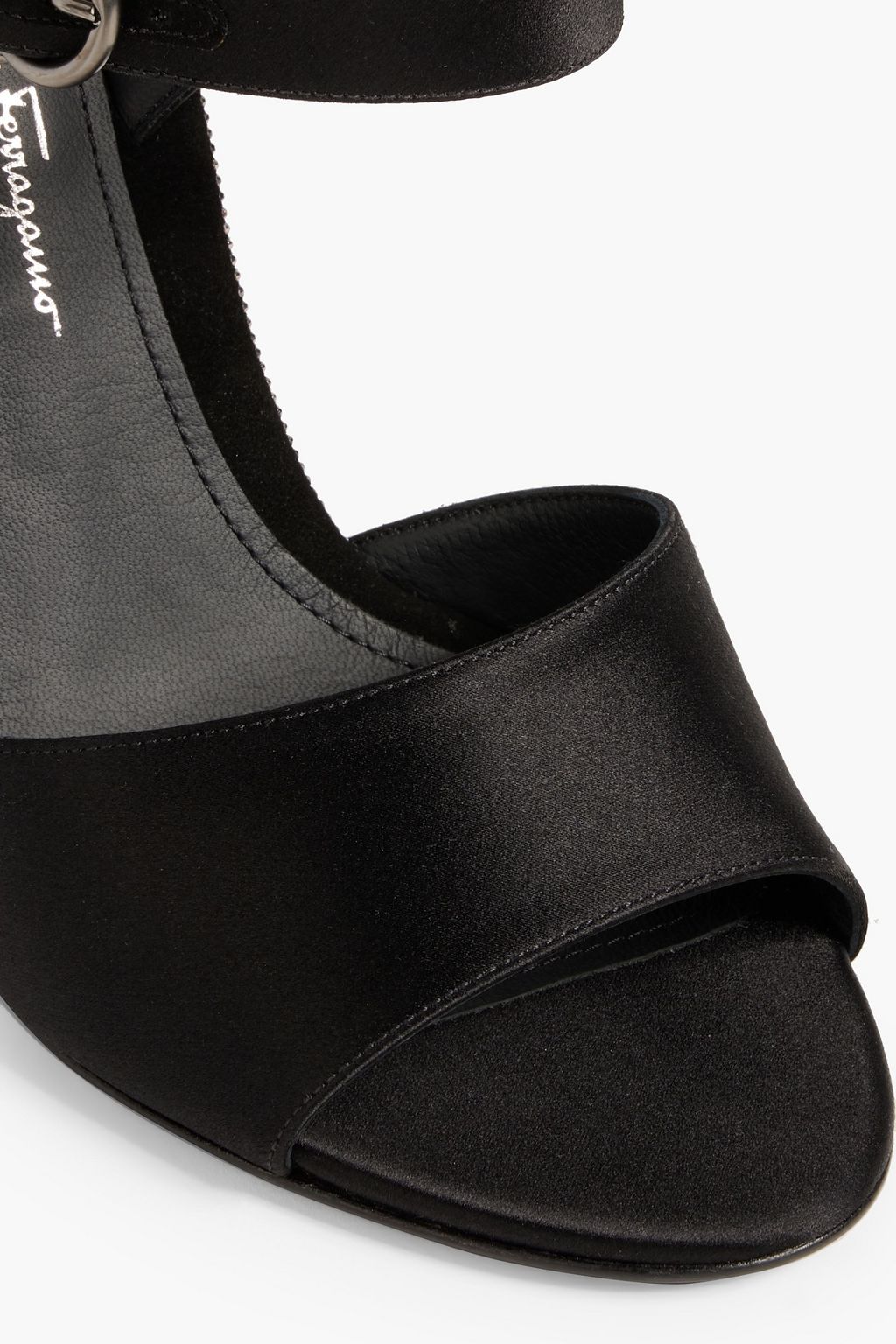 Black Aede crystal-embellished satin sandals | SALVATORE FERRAGAMO | THE OUTNET