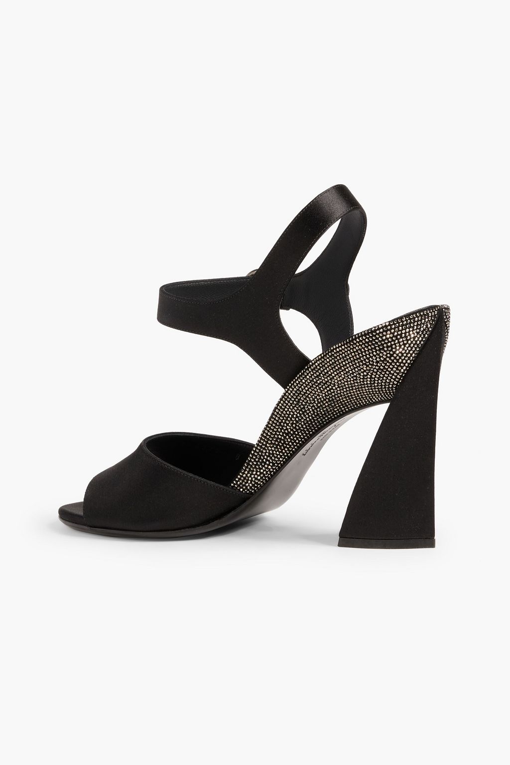 Black Aede crystal-embellished satin sandals | SALVATORE FERRAGAMO | THE OUTNET