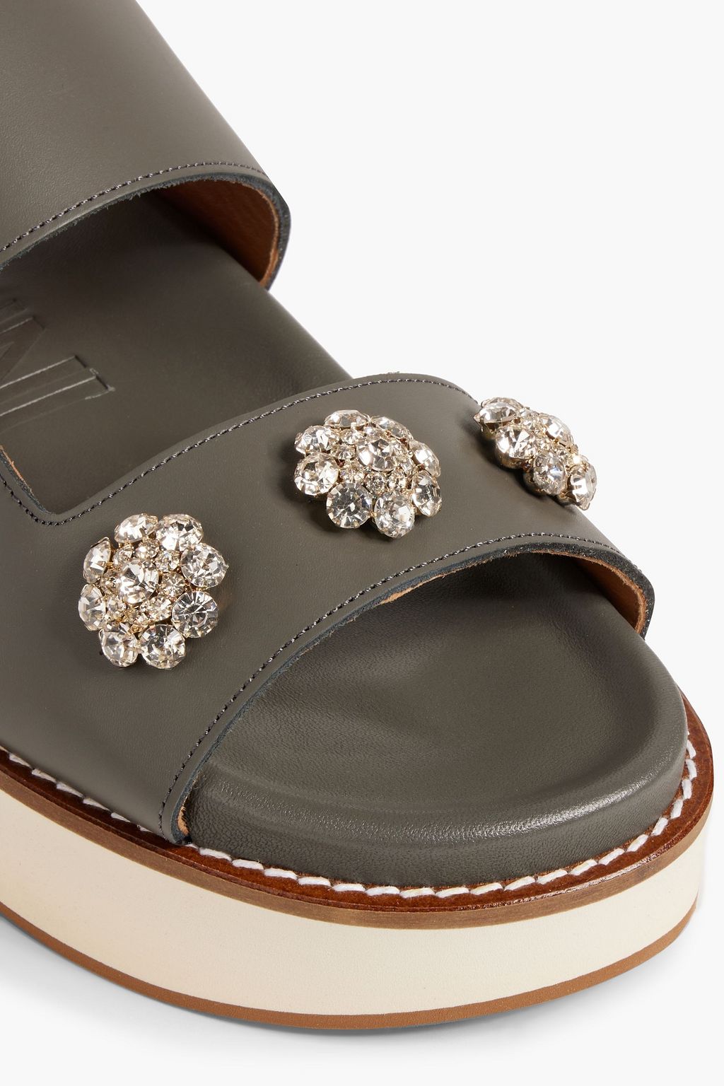 GANNI Crystal-embellished leather platform slingback sandals