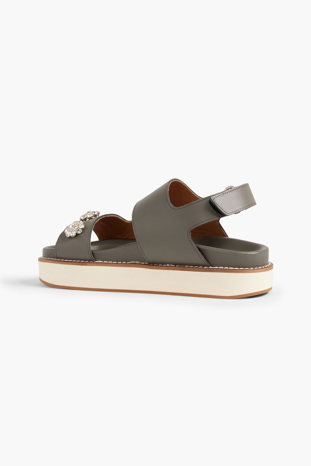GANNI Crystal-embellished leather platform slingback sandals