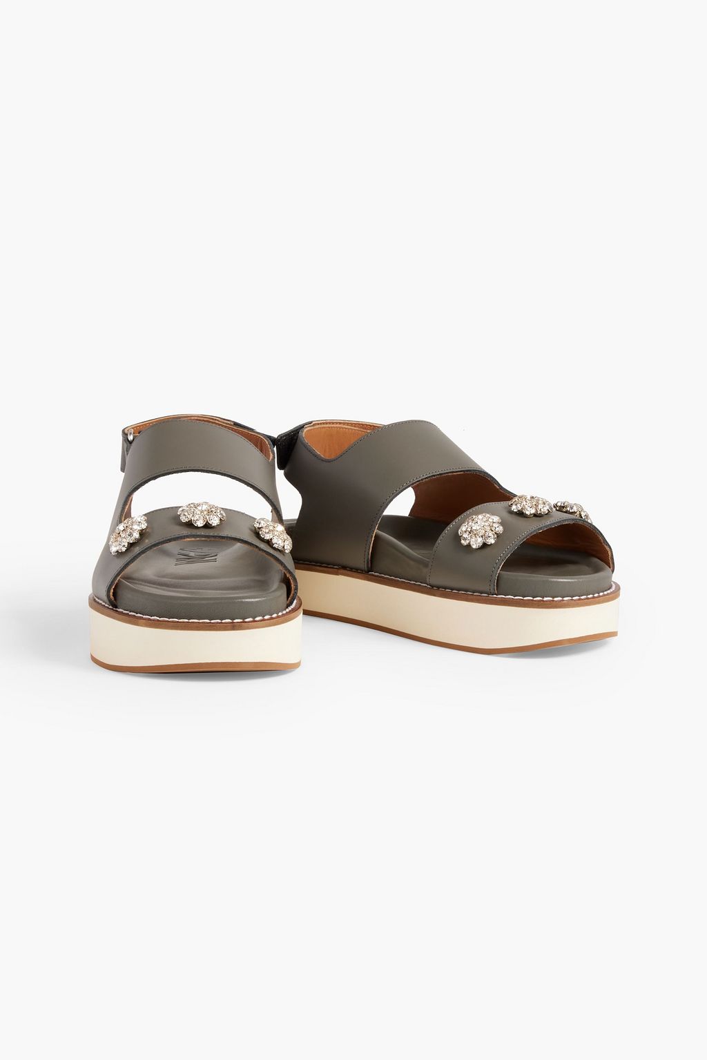 GANNI Crystal-embellished leather platform slingback sandals