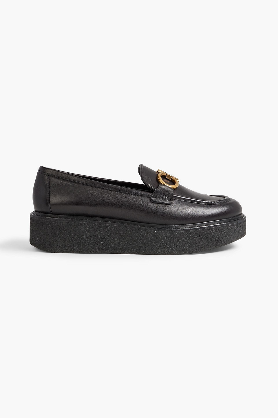 Ferragamo Brez Logo-embellished Leather Platform Loafers In Black