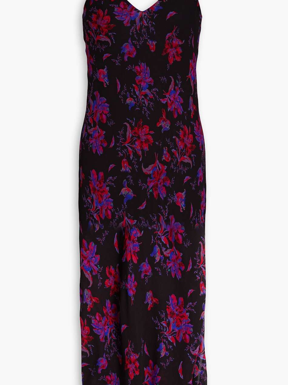 floral-print georgette midi slip dress