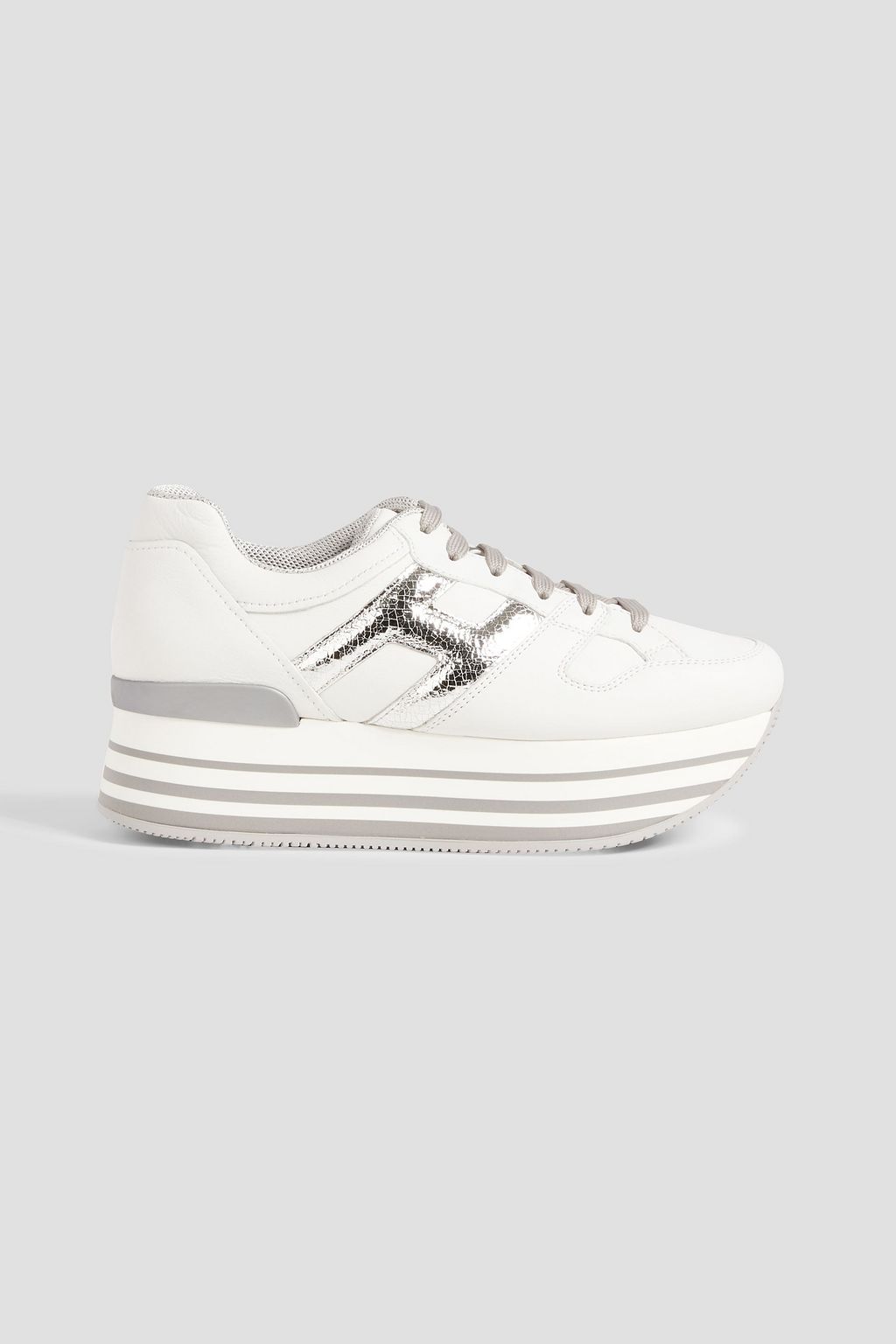 HOGAN Smooth and metallic cracked-leather platform sneakers | THE OUTNET