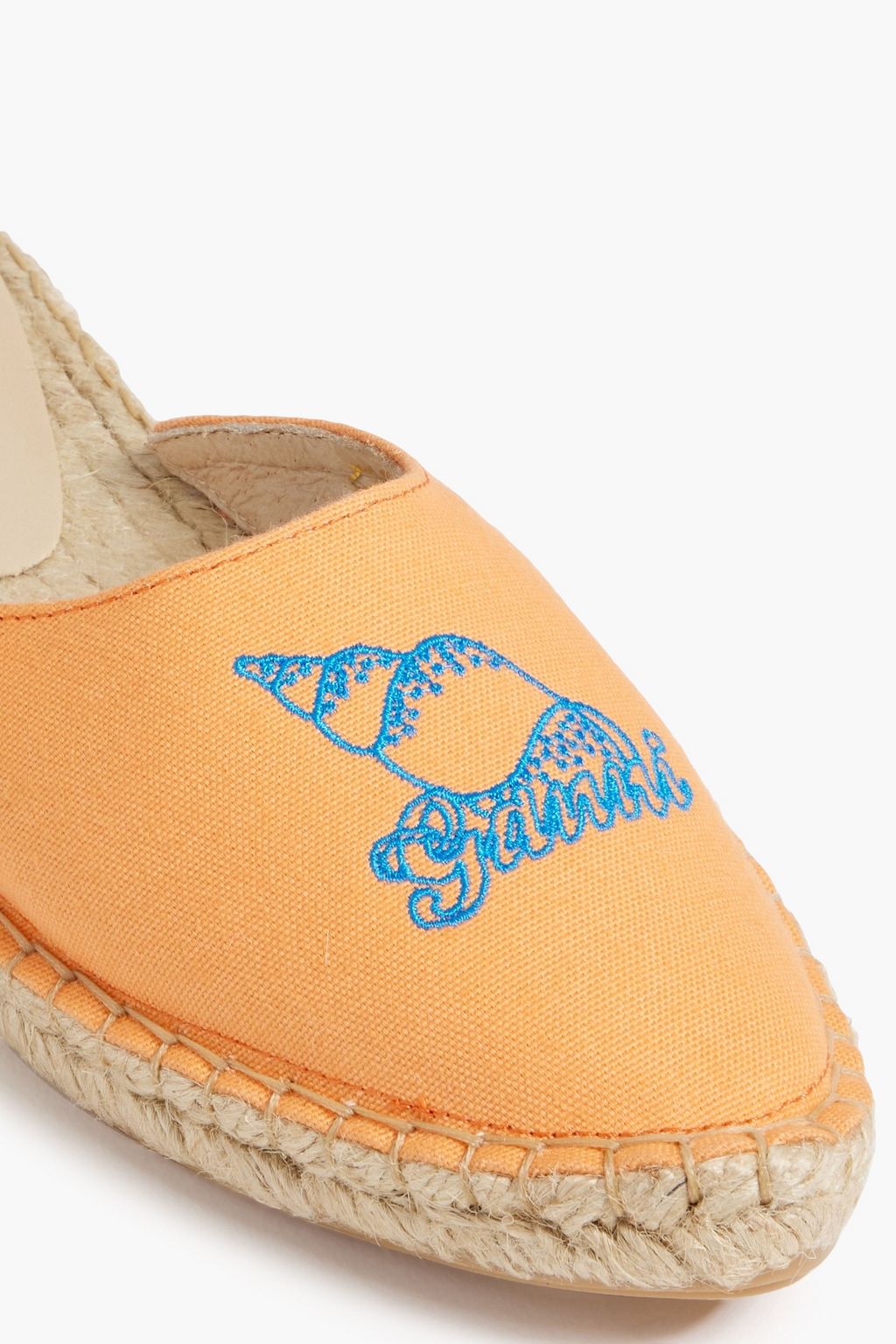 GANNI Embroidered canvas espadrille slippers THE