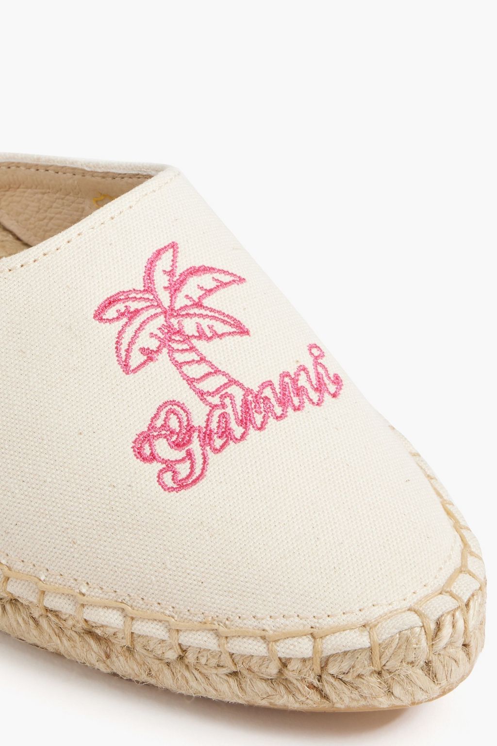 GANNI Embroidered canvas espadrille slippers THE