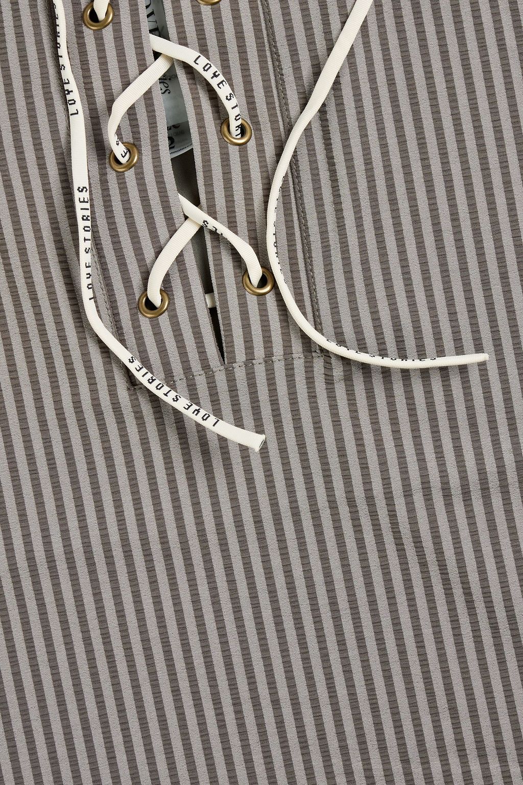LOVE STORIES Lace-up striped seersucker swimsuit