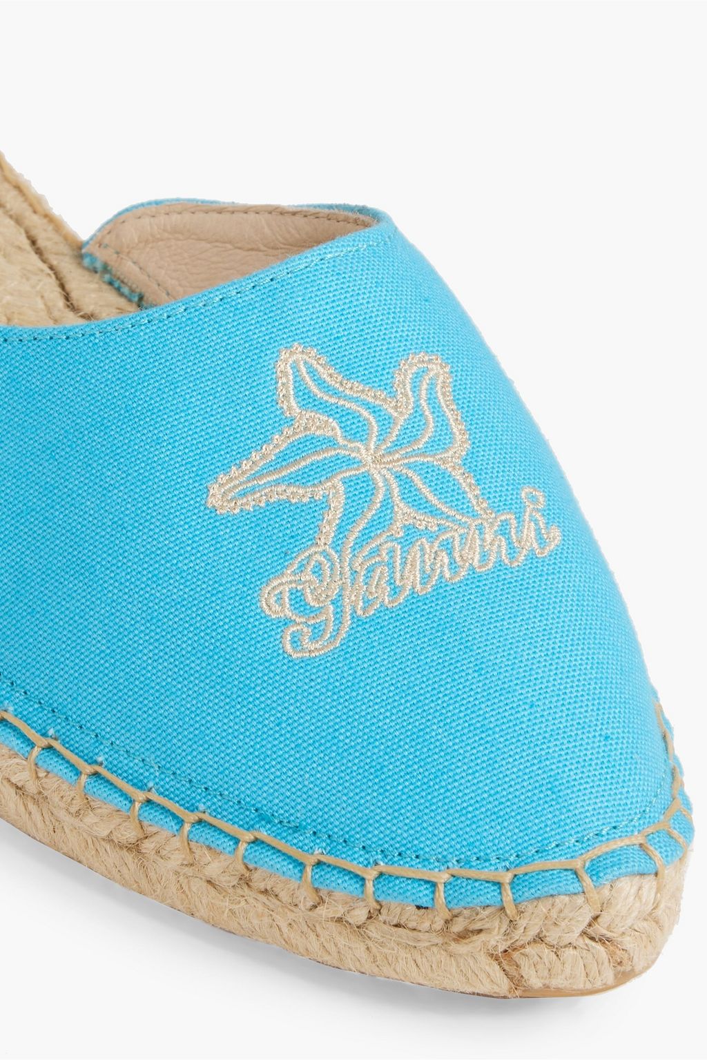 GANNI Embroidered canvas espadrille slippers THE