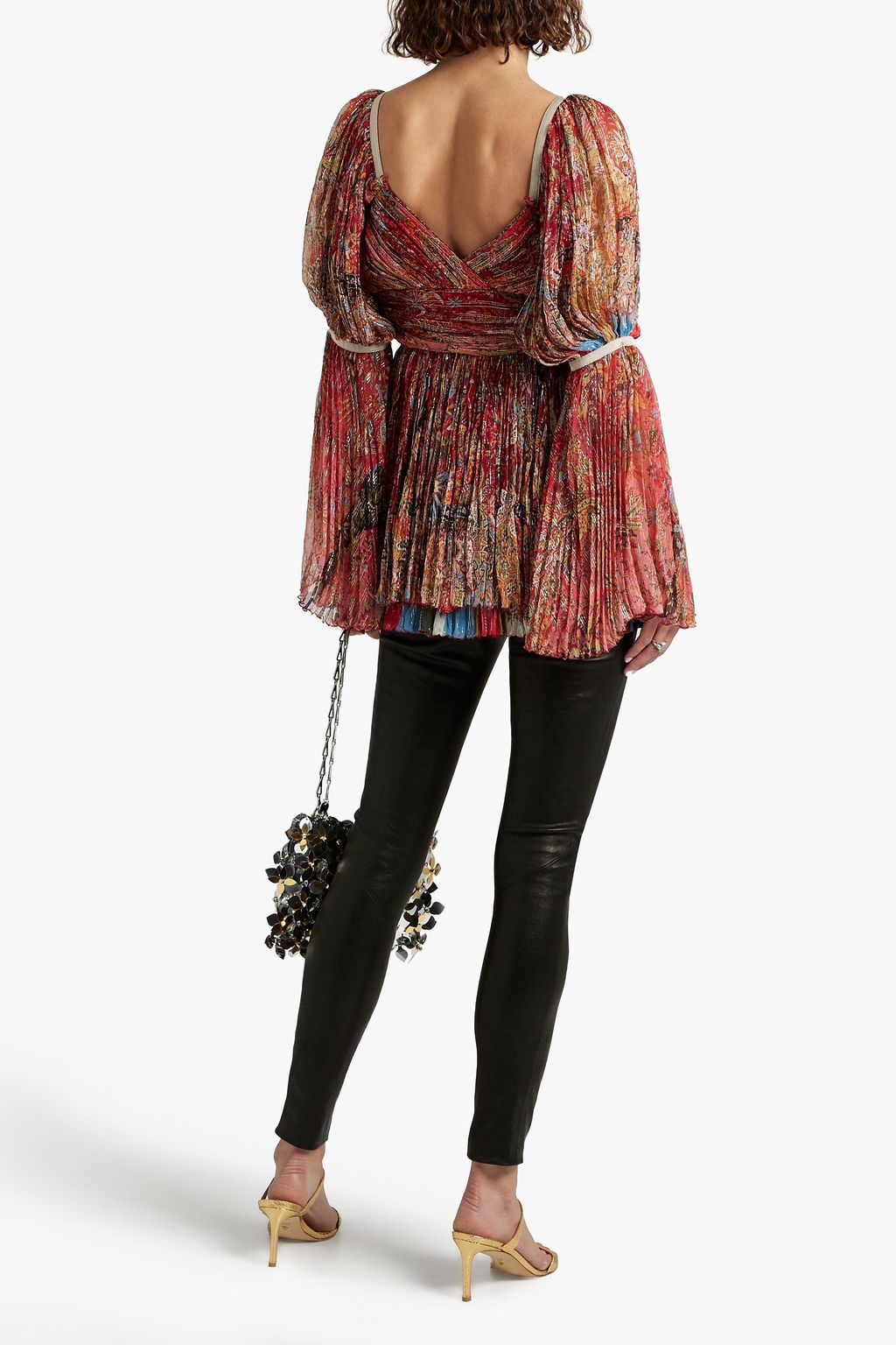 ETRO Wrap-effect gathered printed silk-crepon blouse