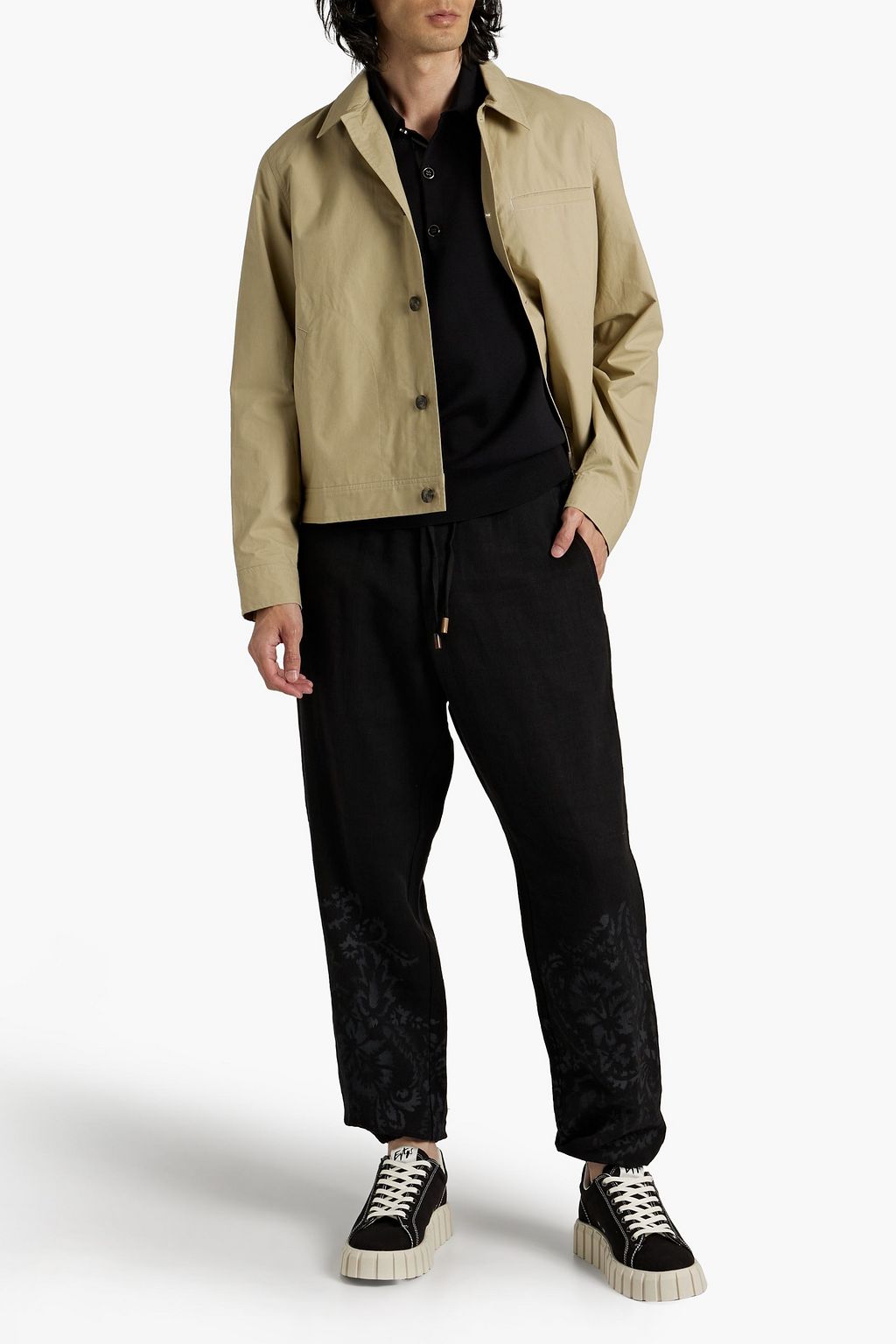 ETRO Printed linen, wool and cotton-blend sweatpants