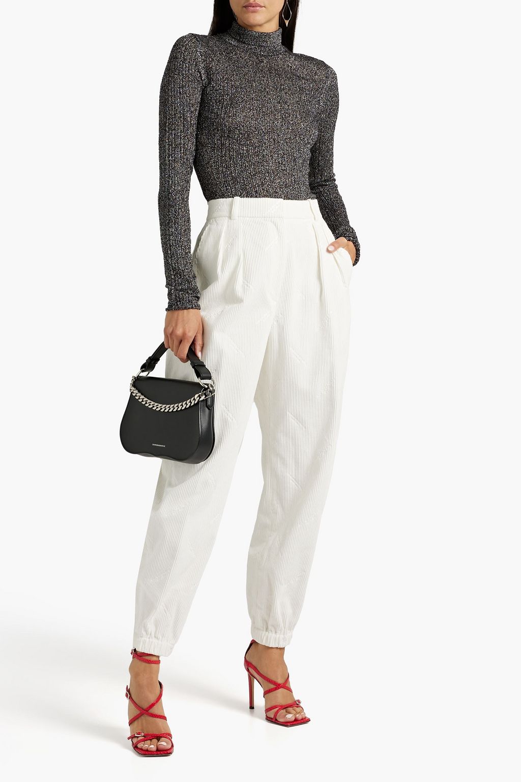 RAG & BONE Lexi metallic cotton-blend turtleneck sweater